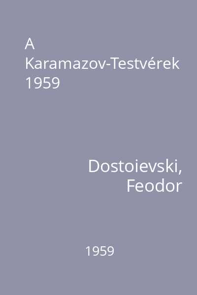 A Karamazov-Testvérek 1959