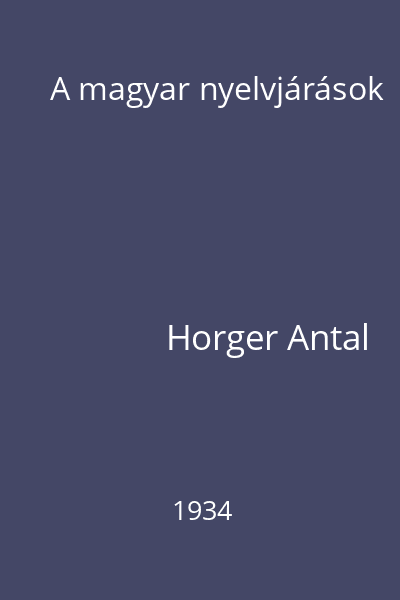 A magyar nyelvjárások