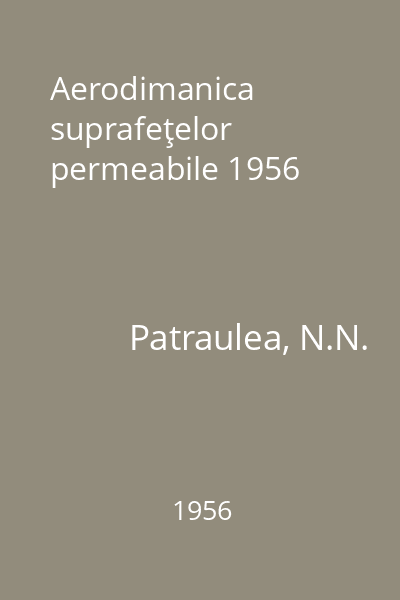Aerodimanica suprafeţelor permeabile 1956