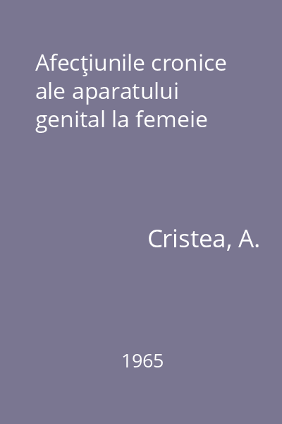 Afecţiunile cronice ale aparatului genital la femeie