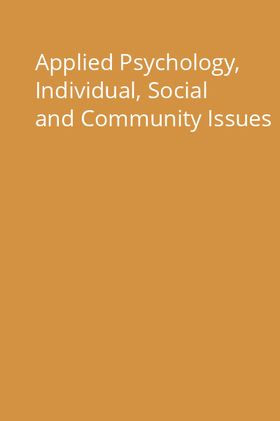 Applied Psychology, Individual, Social and Community Issues