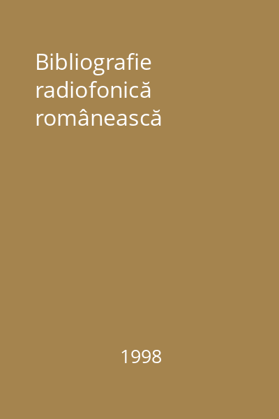 Bibliografie radiofonică românească