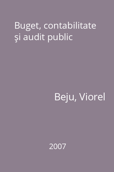 Buget, contabilitate şi audit public