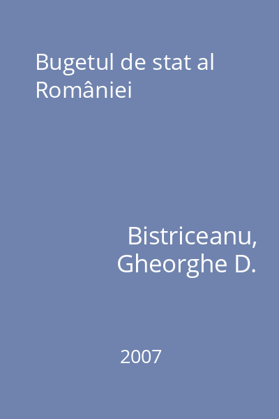 Bugetul de stat al României