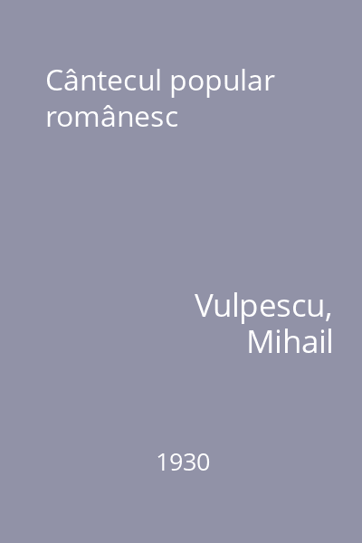 Cântecul popular românesc
