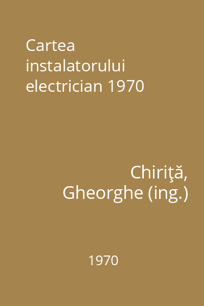 Cartea instalatorului electrician 1970