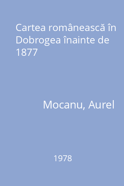 Cartea românească în Dobrogea înainte de 1877