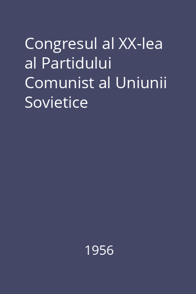 Congresul al XX-lea al Partidului Comunist al Uniunii Sovietice