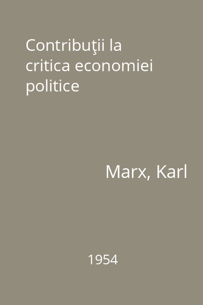 Contribuţii la critica economiei politice