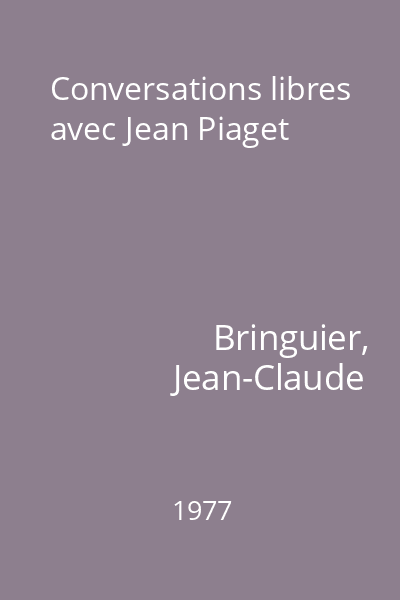 Conversations with outlet jean piaget