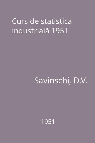 Curs de statistică industrială 1951