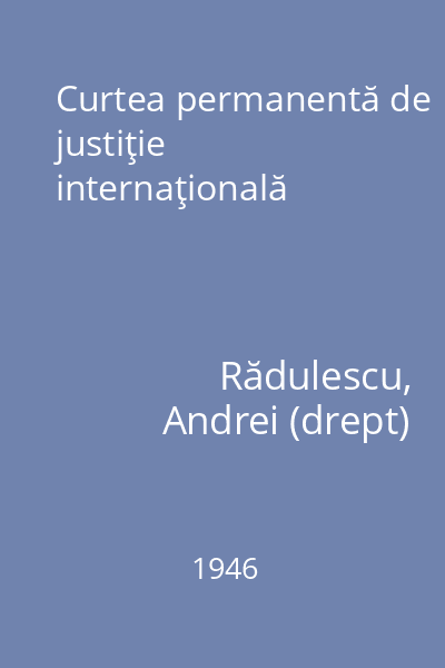 Curtea permanentă de justiţie internaţională