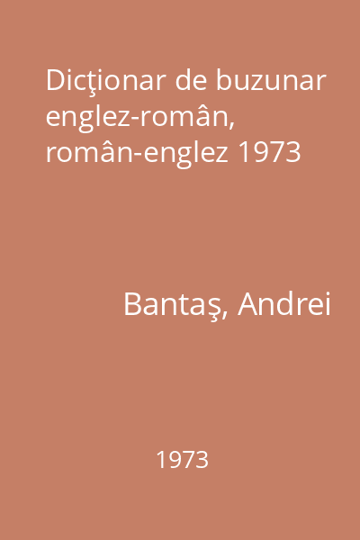 Dicţionar de buzunar englez-român, român-englez 1973