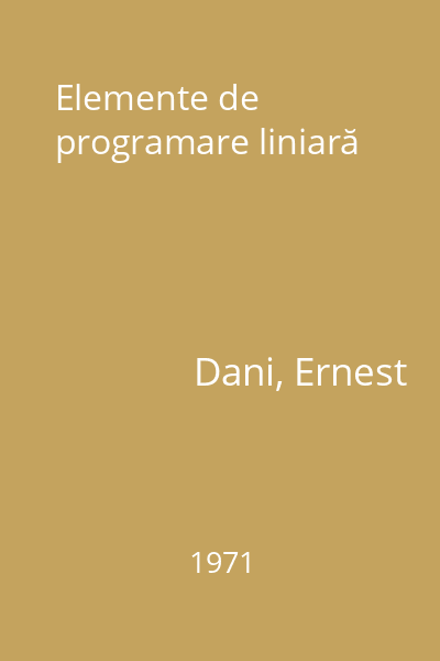 Elemente de programare liniară