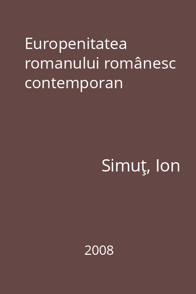 Europenitatea romanului românesc contemporan