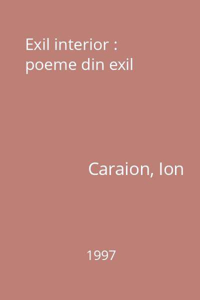 Exil interior : poeme din exil