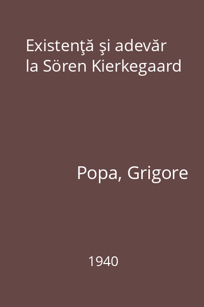 Existenţă şi adevăr la Sören Kierkegaard