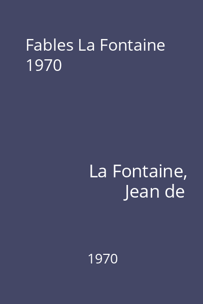Fables La Fontaine 1970