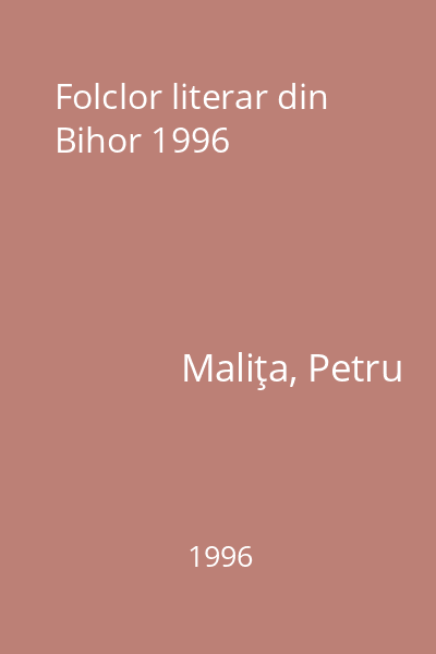 Folclor literar din Bihor 1996