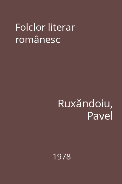 Folclor literar românesc