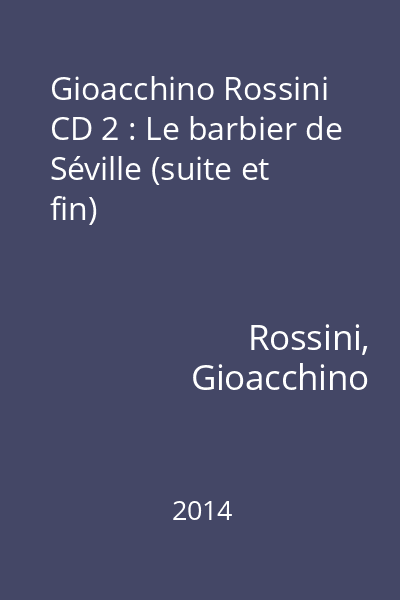 Gioacchino Rossini CD 2 : Le barbier de Séville (suite et fin)