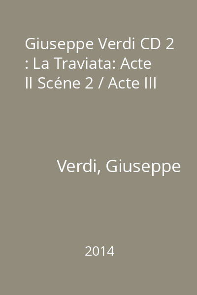 Giuseppe Verdi CD 2 : La Traviata: Acte II Scéne 2 / Acte III