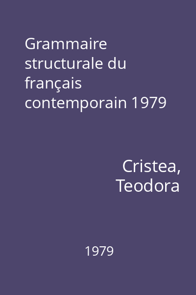 Grammaire structurale du français contemporain 1979