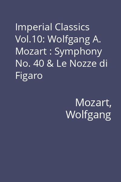 Imperial Classics Vol.10: Wolfgang A. Mozart : Symphony No. 40 & Le Nozze di Figaro