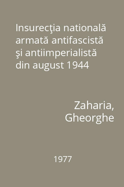 Insurecţia natională armată antifascistă şi antiimperialistă din august 1944