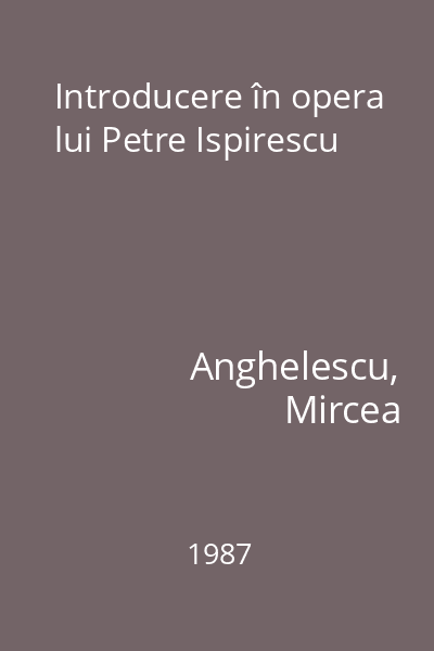 Introducere în opera lui Petre Ispirescu