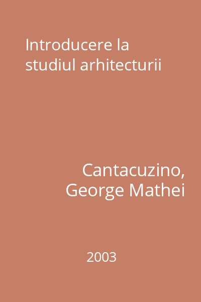 Introducere la studiul arhitecturii