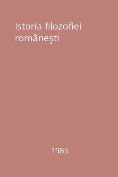Istoria filozofiei româneşti