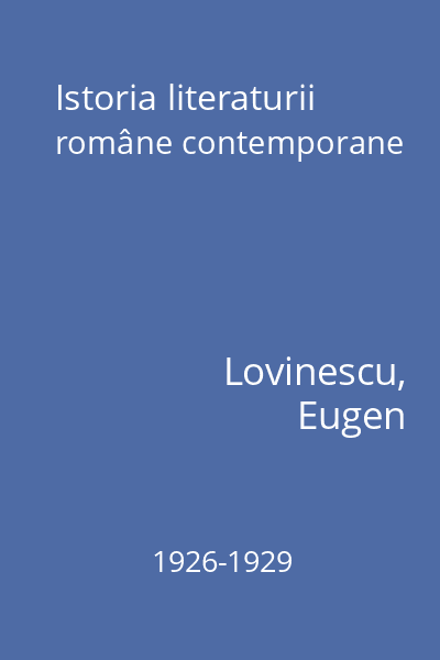 Istoria literaturii române contemporane 1926