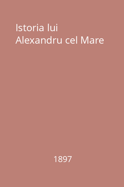 Istoria lui Alexandru cel Mare