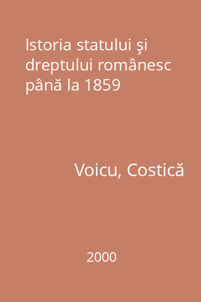 Istoria statului şi dreptului românesc până la 1859