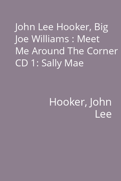 John Lee Hooker, Big Joe Williams : Meet Me Around The Corner CD 1: Sally Mae
