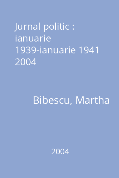 Jurnal politic : ianuarie 1939-ianuarie 1941 2004