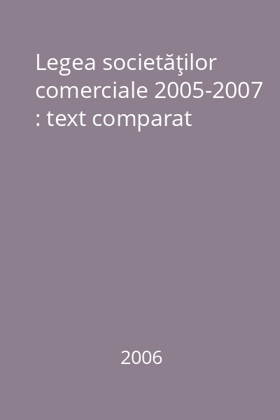 Legea societăţilor comerciale 2005-2007 : text comparat