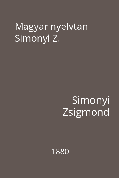 Magyar nyelvtan Simonyi Z.