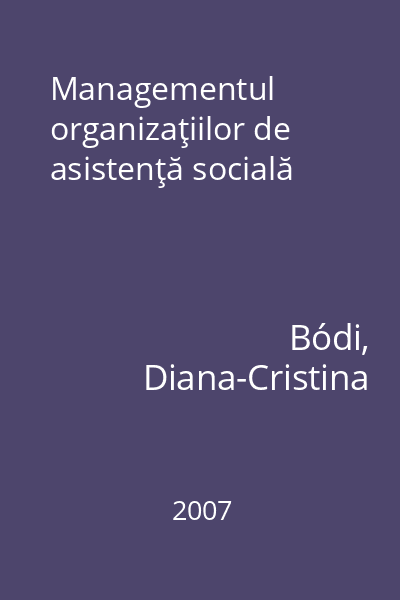 Managementul organizaţiilor de asistenţă socială