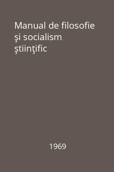 Manual de filosofie şi socialism ştiinţific