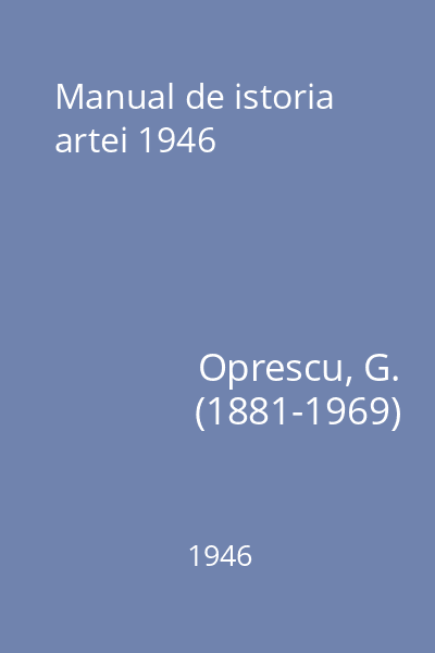 Manual de istoria artei 1946