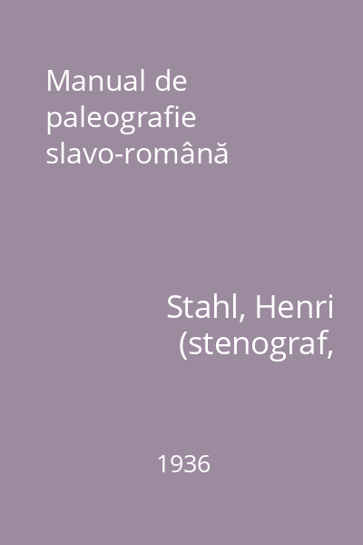 Manual de paleografie slavo-română