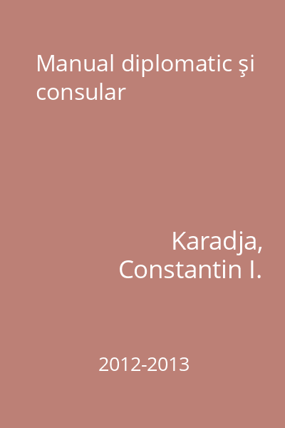 Manual diplomatic şi consular
