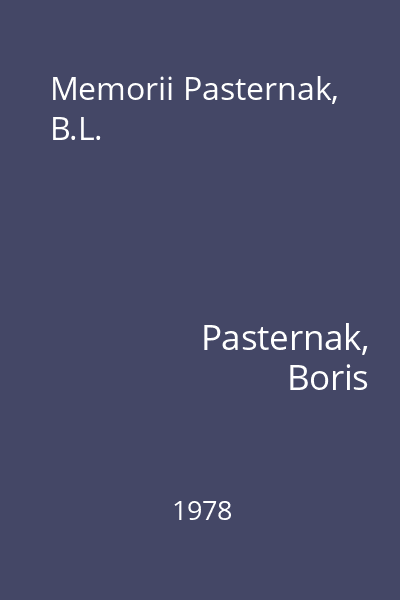Memorii Pasternak, B.L.