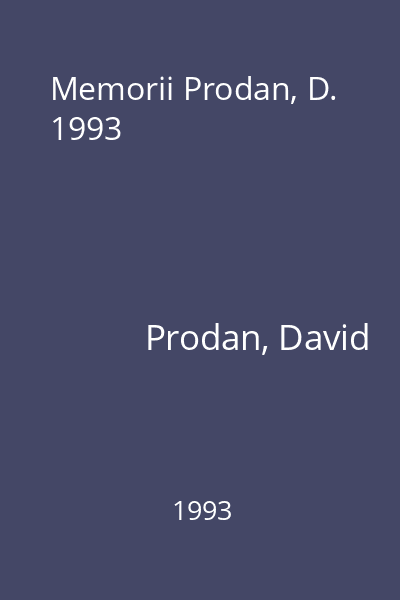 Memorii Prodan, D. 1993