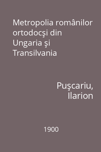 Metropolia românilor ortodocşi din Ungaria şi Transilvania