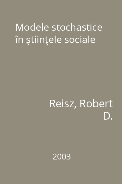 Modele stochastice în ştiinţele sociale