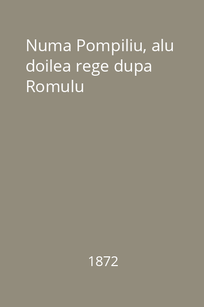 Numa Pompiliu, alu doilea rege dupa Romulu