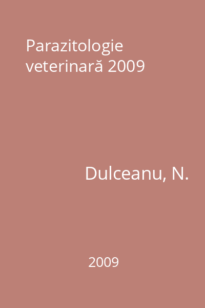 Parazitologie veterinară 2009